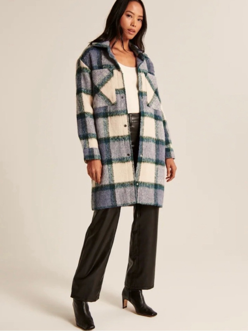 Abercrombie & Fitch plaid wool blend shacket